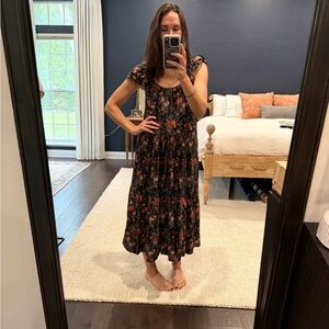 ‘The Great’ Plumeria Floral Black Dress